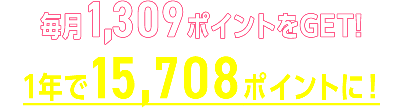 毎月1,309ポイントをGET!1年で15,708ポイントに！